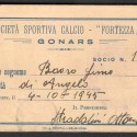 S.S. Calcio Fortezza di Gonars 1945  Tessera